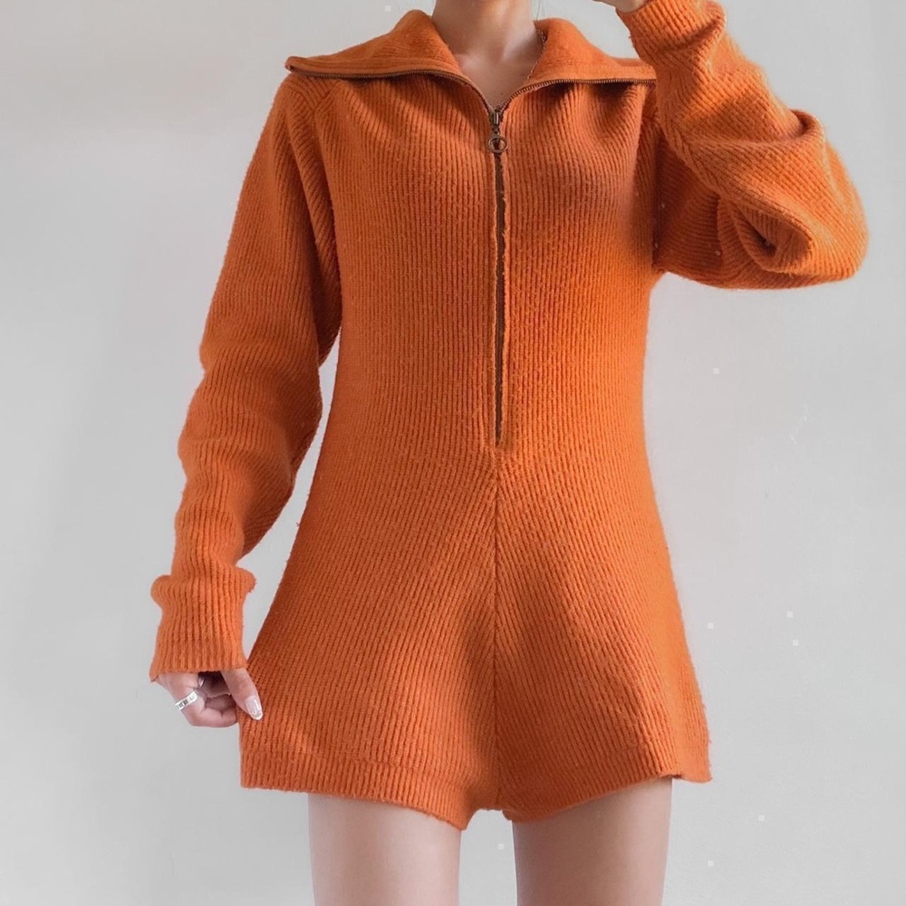 Urban Outfitters Vibrant Orange Knit Romper